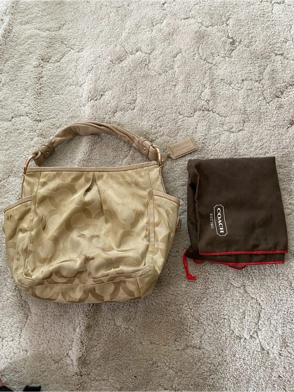 Coach Tan/Beige Signature Shoulder Bag
